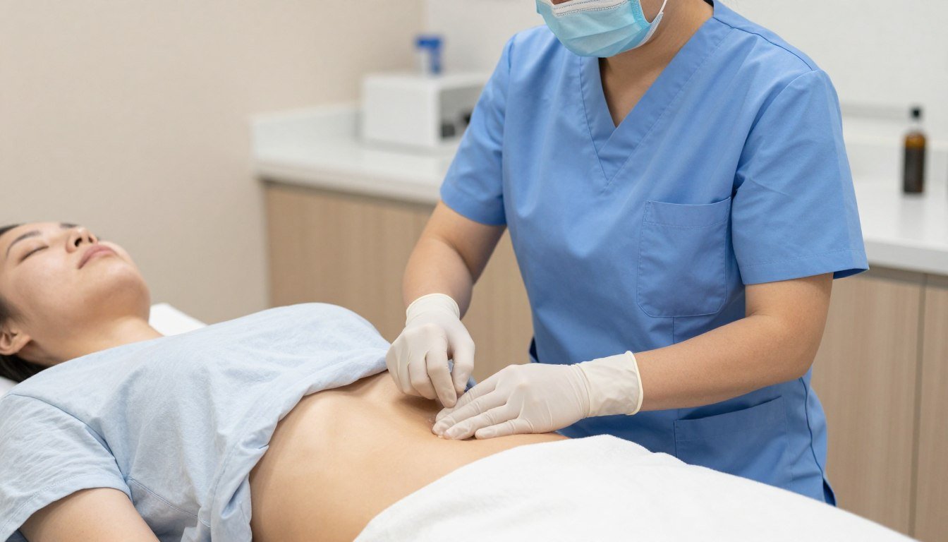 Profesional de salud realizando hidroterapia de colon de forma segura