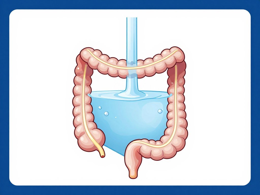 Diagrama ilustrativo del proceso de hidroterapia de colon mostrando flujo de agua
