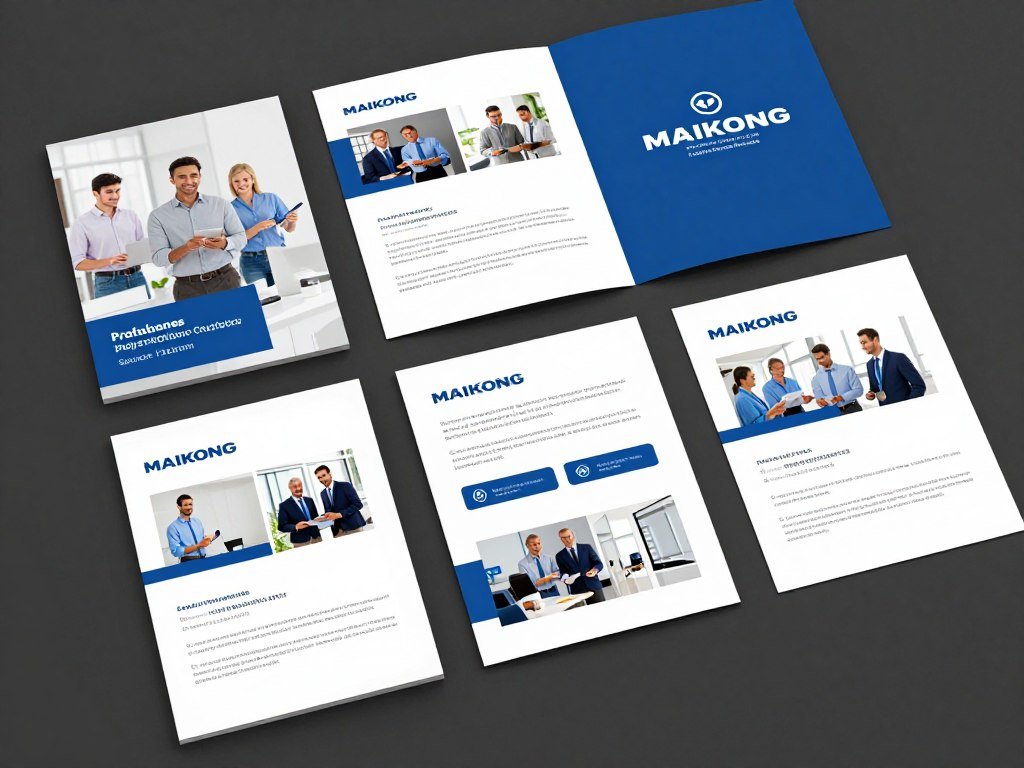 Material de marketing de MAIKONG para distribuidores incluyendo catálogos y folletos