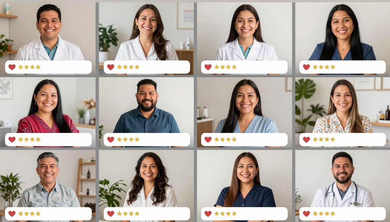 Collage de testimonios de clientes satisfechos MAIKONG