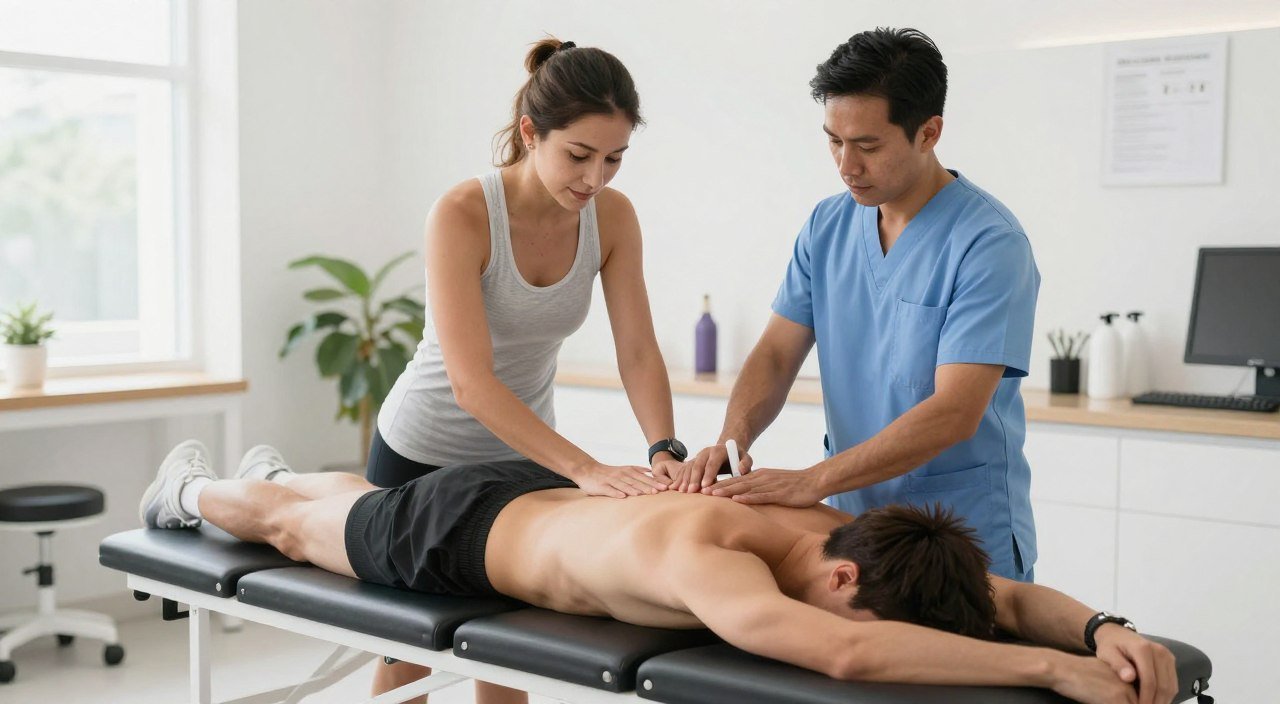 Corredor de maratón beneficiándose de hidroterapia colon en centro deportivo Corredor de maratón beneficiándose de hidroterapia colon en centro deportivo