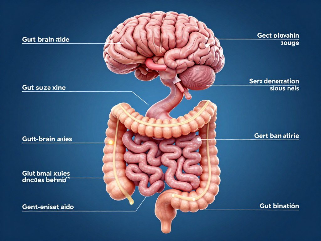 Diagrama del sistema digestivo mostrando conexión intestino-cerebro