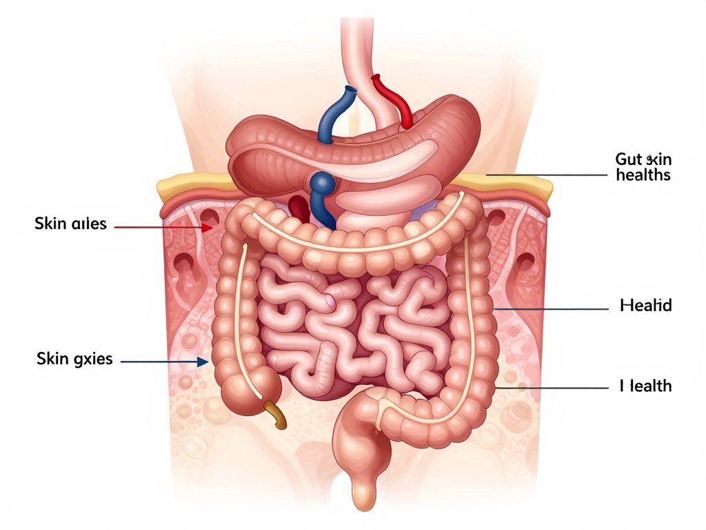 Diagrama del sistema digestivo y conexión con la salud de la piel