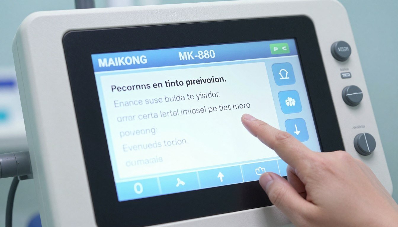 Panel de control táctil del equipo MAIKONG mostrando interfaz en español