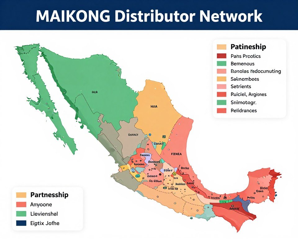 Red de distribuidores MAIKONG en México mostrando cobertura nacional Red de distribuidores MAIKONG en México mostrando cobertura nacional