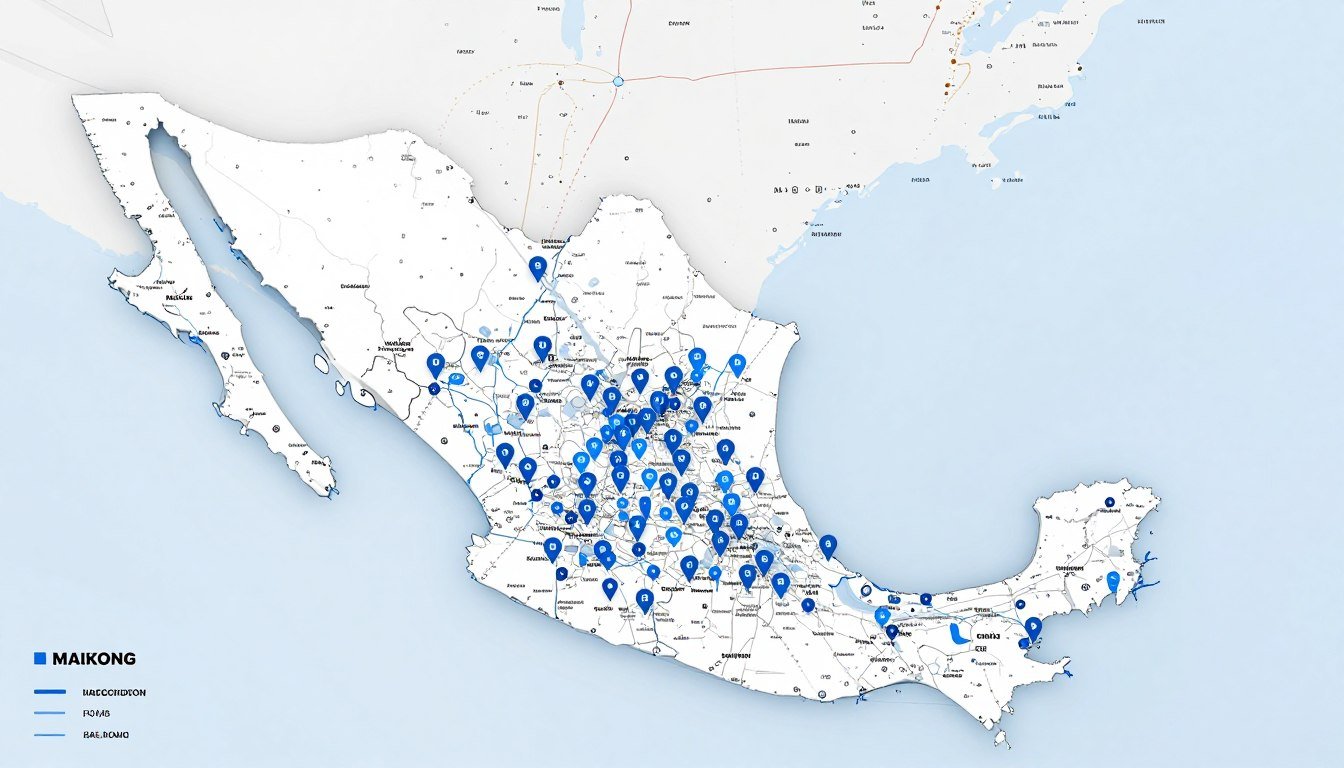 Red de distribuidores MAIKONG en mapa de México