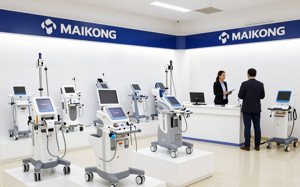 Showroom de distribuidor MAIKONG en Monterrey con múltiples equipos